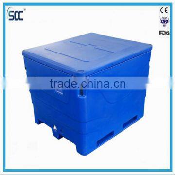 600L blue plastic coolest fishing ice box, fishing plastic moving box