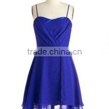 New arrival sexy spaghetti strap short evening dress