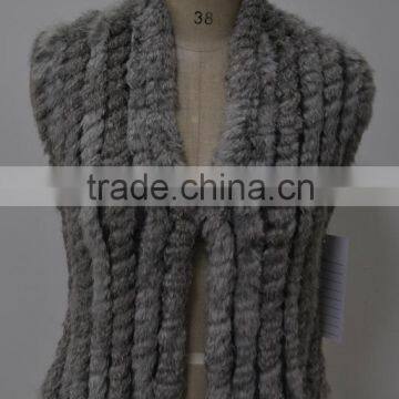 women fashion knitted real rabbit fur vest LK16F027