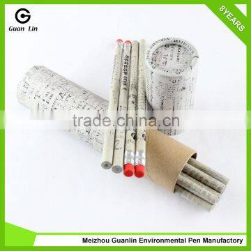 High quality 7 inch red eraser recycled newspaper pencil