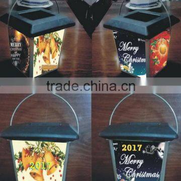 Two way use solar decorative lantern with changeable film for Holloween/christmas SO3836R