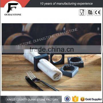 Square shaped handmade natural slate napkin ring