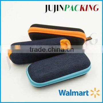 Jean Fabric Zipper Eyeglass Case Leather Glasses Case