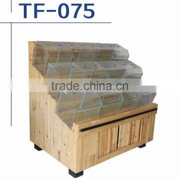 hot supermarket wood shelf in china wooden display TF075