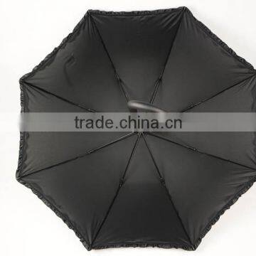 China Factory Black Straight Umbrella With Frills photo-3