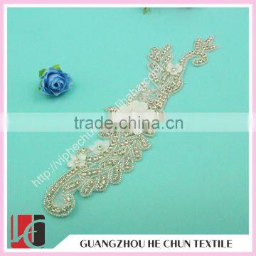HC-2114 Guangzhou Bulk Sale Czech Crystal Beaded Appliques,Wholesale High Quality Hot Fix Rhinestone Bead Applique