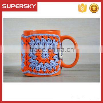 V-74 Colorful knitted mug sleeve warmmer sweater mug in muti-color