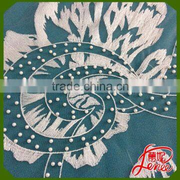 Handmade Pearl and Beads Design Chemical Embroidery Fabric Wholesale