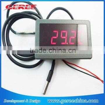 Hot selling 0.56" F/C 12V 24V DC Red LED Digital Car Meter Thermometer hygrometer -55-125 degree DS18B20 waterproof Sensor