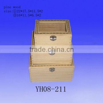 pine wood natural color wooden box for gift YH08-211