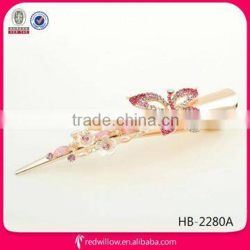 Wholesale gorgeous crystal butterfly hair extension snap clip