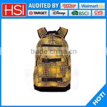 polyester backside and front pocket leather backpack