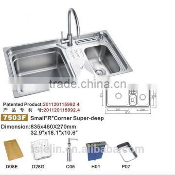 2014 LELIN double bowls stainless steel kichen sinks LL-7503F