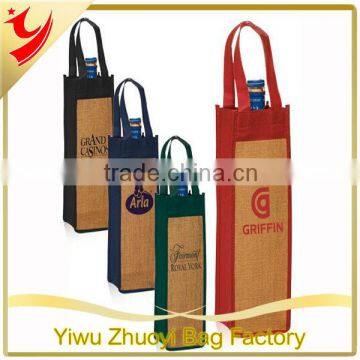 Personalized Single Jute Wine Bottle Gift Tote Bags With Logo Print