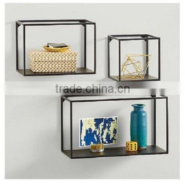 Simple Metal Framed Cubes (Set of 3) Black Modern Flair Wall Shelves Decor, paint black wall cubes, hanging boock case