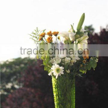 wholesale cheap tall colored clear glass vases for flower made in China