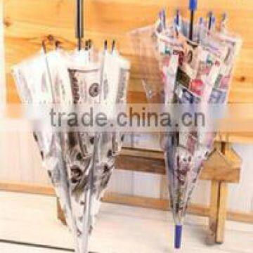 2015 honsen newest cheap manual open light blue transparent umbrella