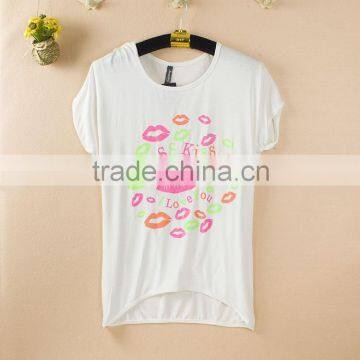 White Short Sleeve Ladies Casual T-shirts With Custom Logo
