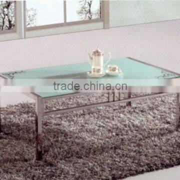 PT-T012 Simple design glass top tea table stainless steel tube tea table use for living room