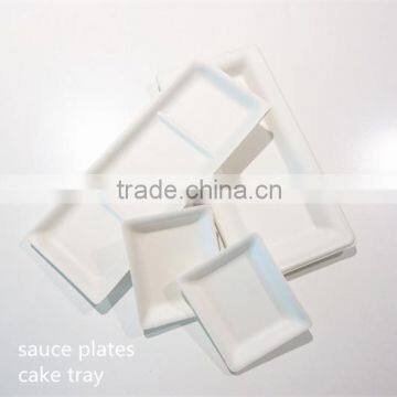 Dispoable biodegradable bagasse saucer plates/small cake tray