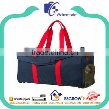 Fashion Red Handles Polyester Weekend Travel Bag High Fashion