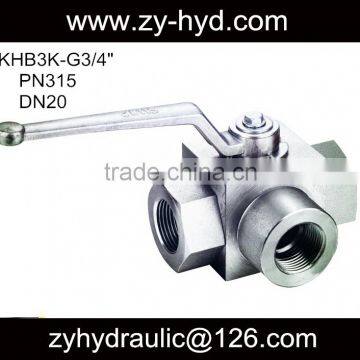 3 Way L Port KHB3K-G3/4 High Pressure Ball Valve