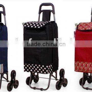 Hot sale canvas folding shopping trolley bag with 2 wheels