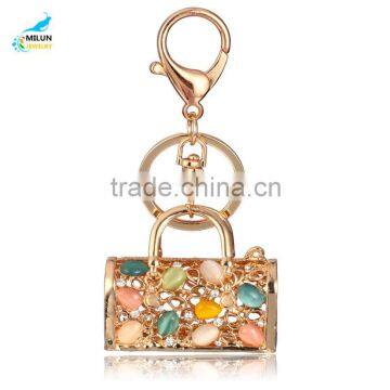 Wholesale fashion lady colour handbags acrylic hollow out key chain