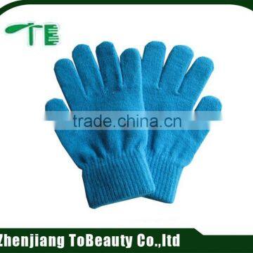 blue knitting acrylic gloves