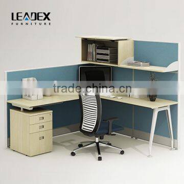 European Style Frosted Glass Partition Workstation With Overhead Cabinet