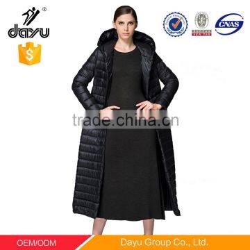 Super long lightweight coat women slim down coat for winter ultra down jacket black