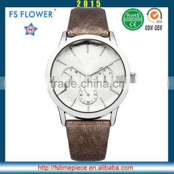 FS FLOWER - Cutting Glass Stylish Casual Watch Men Women Watch Shining Leather Band