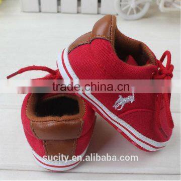 2014 Classic Fabric Upper Casual Toddler Red Shoes With Lace