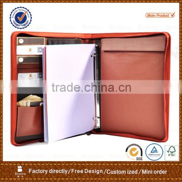 High Quality Vintage PU Leather Portfolio With Tote / 3 Metal Ring Binder Folder photo-3