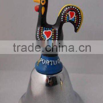 (A102)5"Silver bell with resin rooster suitable for many occasion