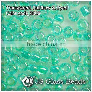 High Quality Fashion JS Glass Seed Beads - R008# Rainbow Dyed Green Transparent Rocailles Beads For Garment & Jewelry