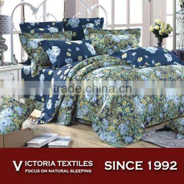 bule flower printed duvet quilt cover bed set sheet 4pcs