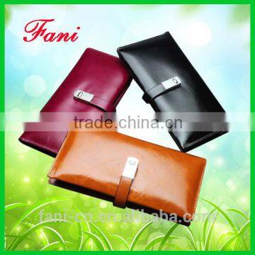 First layer oil wax genuine cow leather wallet with card holder design for women