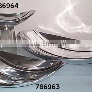Shiny Solid Aluminium Metal Dish Fruit Basket Set