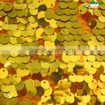 2016 large paillette embroidery gold sequin fabric for cocktail party made in Guangzhou