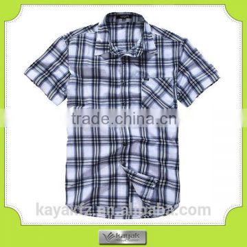 custom casual men's cotton non iron checkered shirt