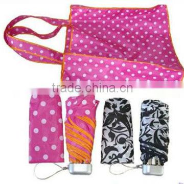 3 fold umbrella with Bag & Pouch,shopping bag umbrella