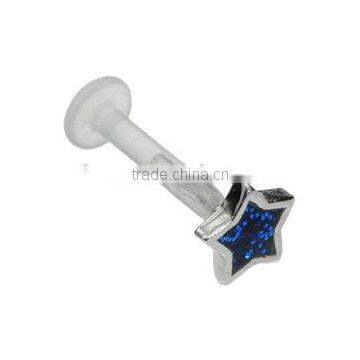 Acrylic star push in labret monroe body piercing jewelry