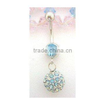 Aqua blue epoxy crystal navel ring female body piercing jewelry