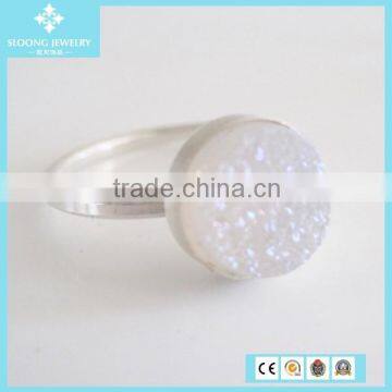 New Fashion Druzy Diamond White Gold Ring