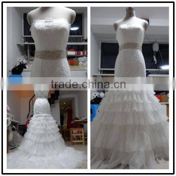 Lace StrapLess Mermaid Custom Made Floor Length Formal Bridal Dress Vestidos De Novia BW072 real pictures wedding dress china