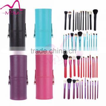 hot 7pcs multicolors barrelled makeup brush set animal hair brush set