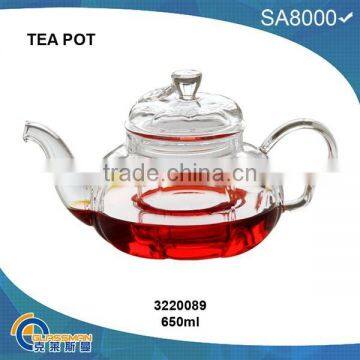 TP089-3(650ML),heat resistant glass teapot