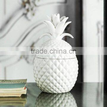 Promotional White Copper Gold Pineapple Ceramic Cookie Jar photo-2