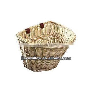 Practical and durable willow wicker bicycle basket with holder